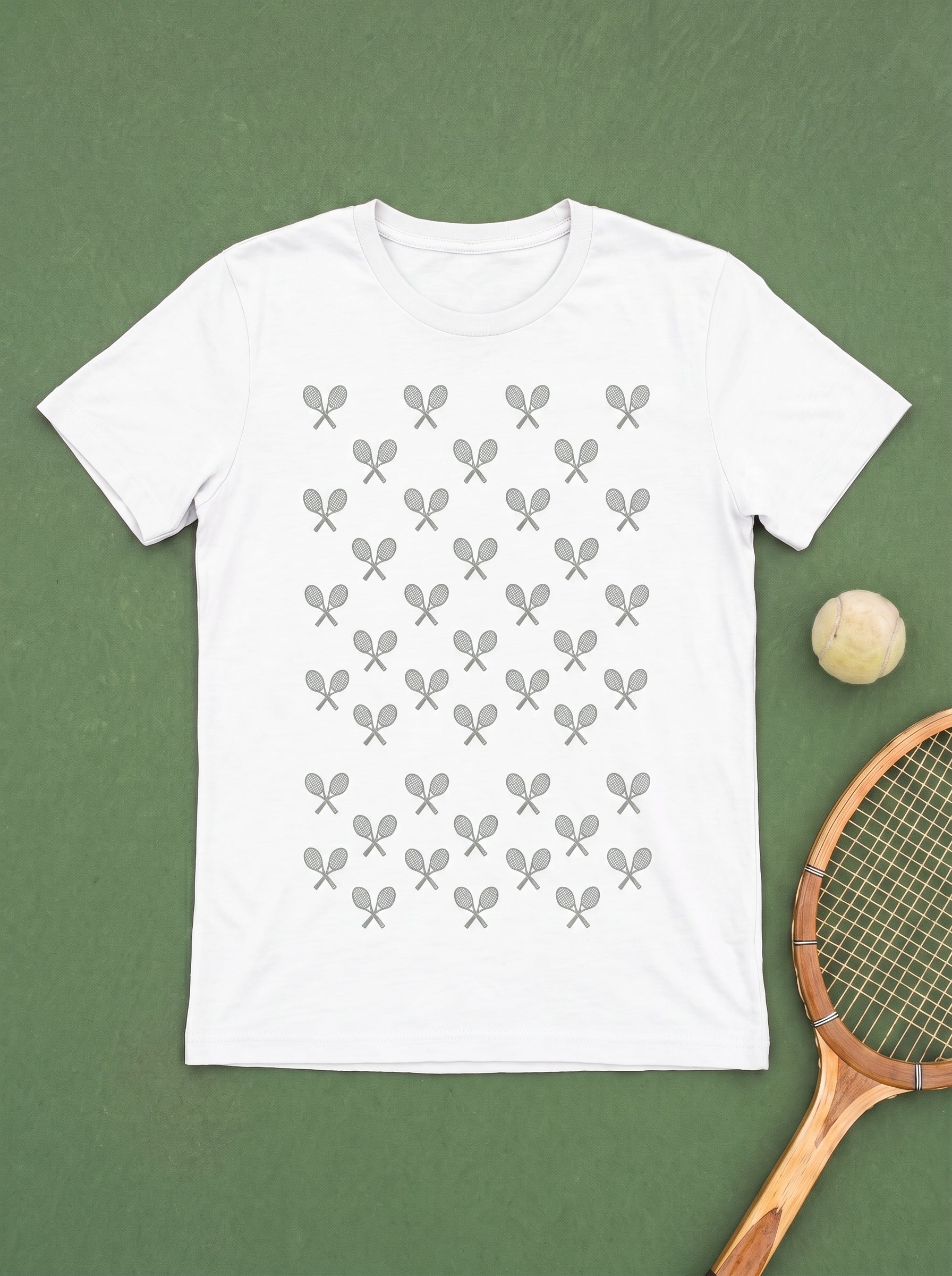 T-Shirt mit gekreuzten Mini-Tennisschlägern